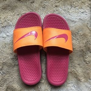 orange nike sandals